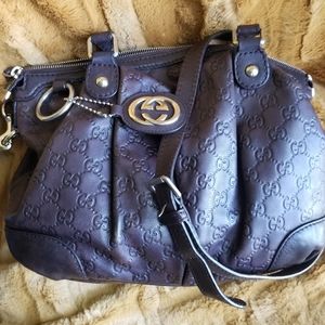 GUCCI Guccissima Sukey Leather Chocolate Color Bag With Sling